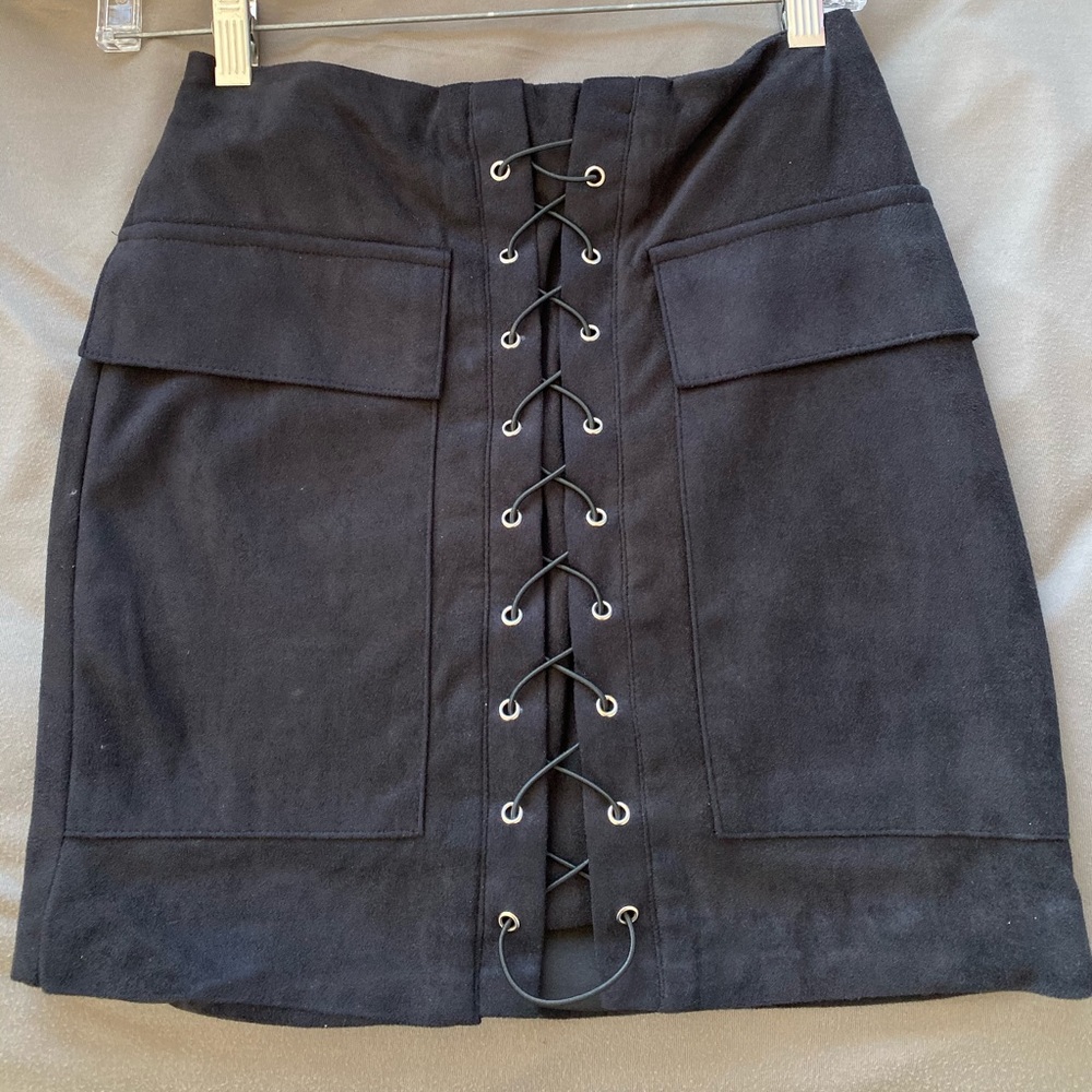 Black Suede Mini Skirt